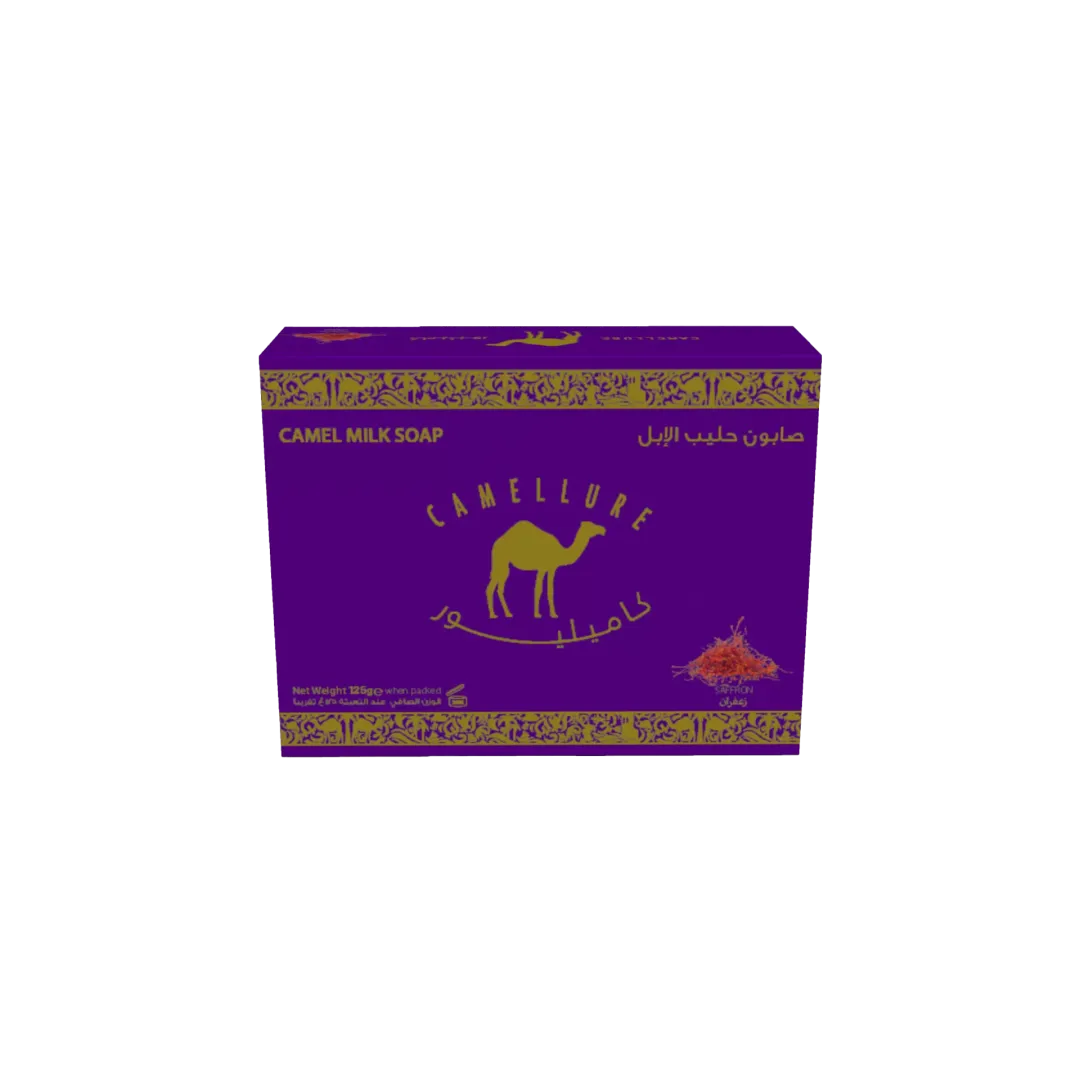Camellure Camel Milk Soap with Saffron Scent 125g moisturizing natural soap enriched with camel milk and saffron for glowing, nourished skin.