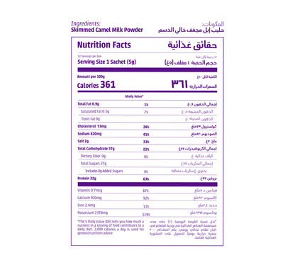 Skimmed Camel Milk Powder 5gm x 12 sachets