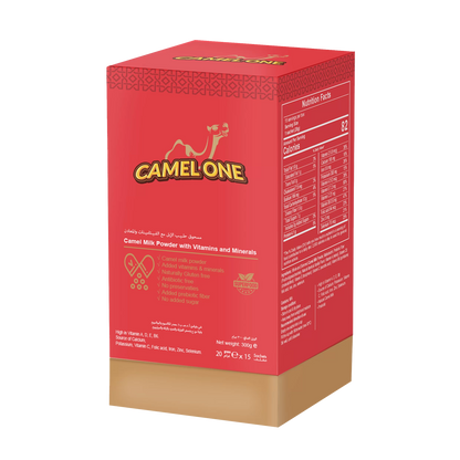 Camel One Camel Milk Powder with Vitamins and Minerals 300g nutritious camel milk powder enriched with essential vitamins and minerals for daily wellness.