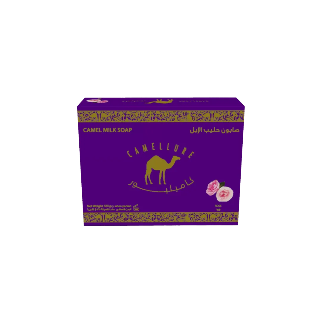 Camellure Camel Milk Soap with Rose Scent 125g natural moisturizing soap enriched with camel milk and rose essence for soft, radiant, and refreshed skin.