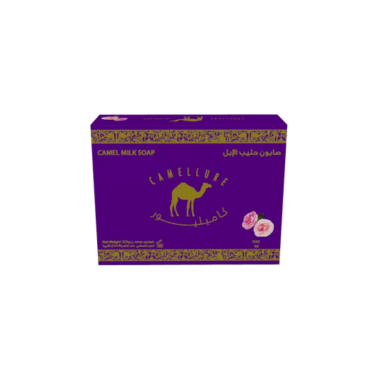 Camellure Camel Milk Soap with Rose Scent 125g natural moisturizing soap enriched with camel milk and rose essence for soft, radiant, and refreshed skin.