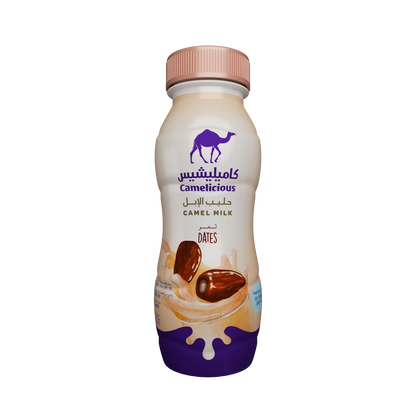 Camelicious Dates Flavoured Camel Milk 210ml bottle.